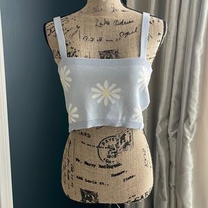 Knit Daisy Baby Blue Crop Top Size Large